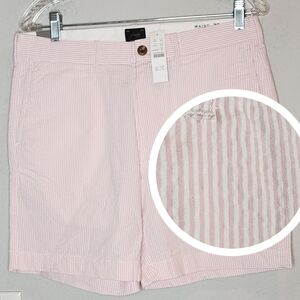NWT J. Crew Pink White Stripe 7" stretch Seersucker Shorts Men's Size 30